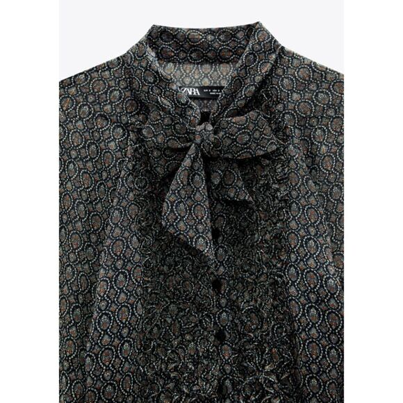 ZARA PRINTED JUMPSUIT WITH METALLIC THREAD - Picture 9 of 10